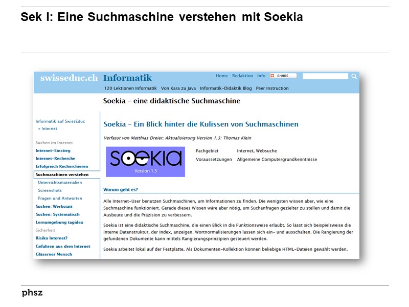 Sek I: Eine Suchmaschine verstehen mit Soekia