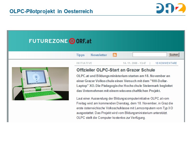 OLPC-Pilotprojekt in Oesterreich