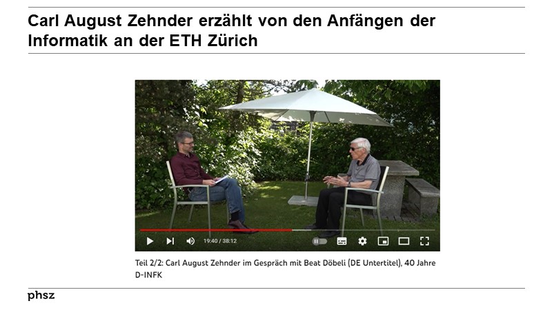 Carl August Zehnder erzählt von den Anfängen der Informatik an der ETH Zürich