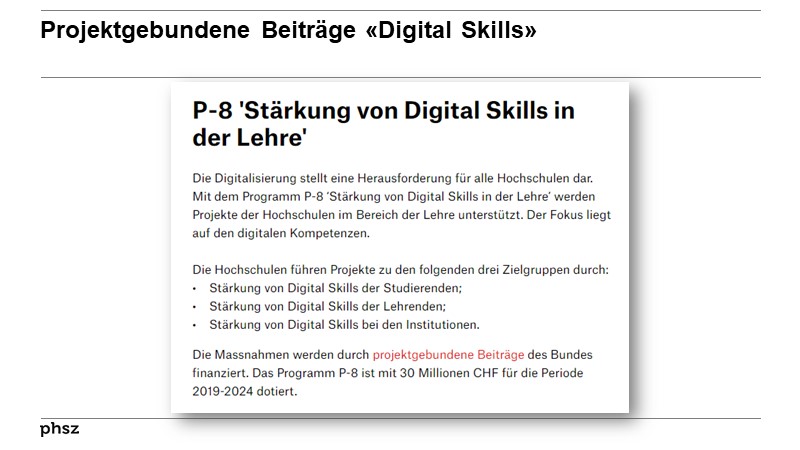 Projektgebundene Beiträge «Digital Skills» 