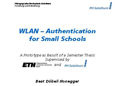 WLAN-Authentication for Small Schools